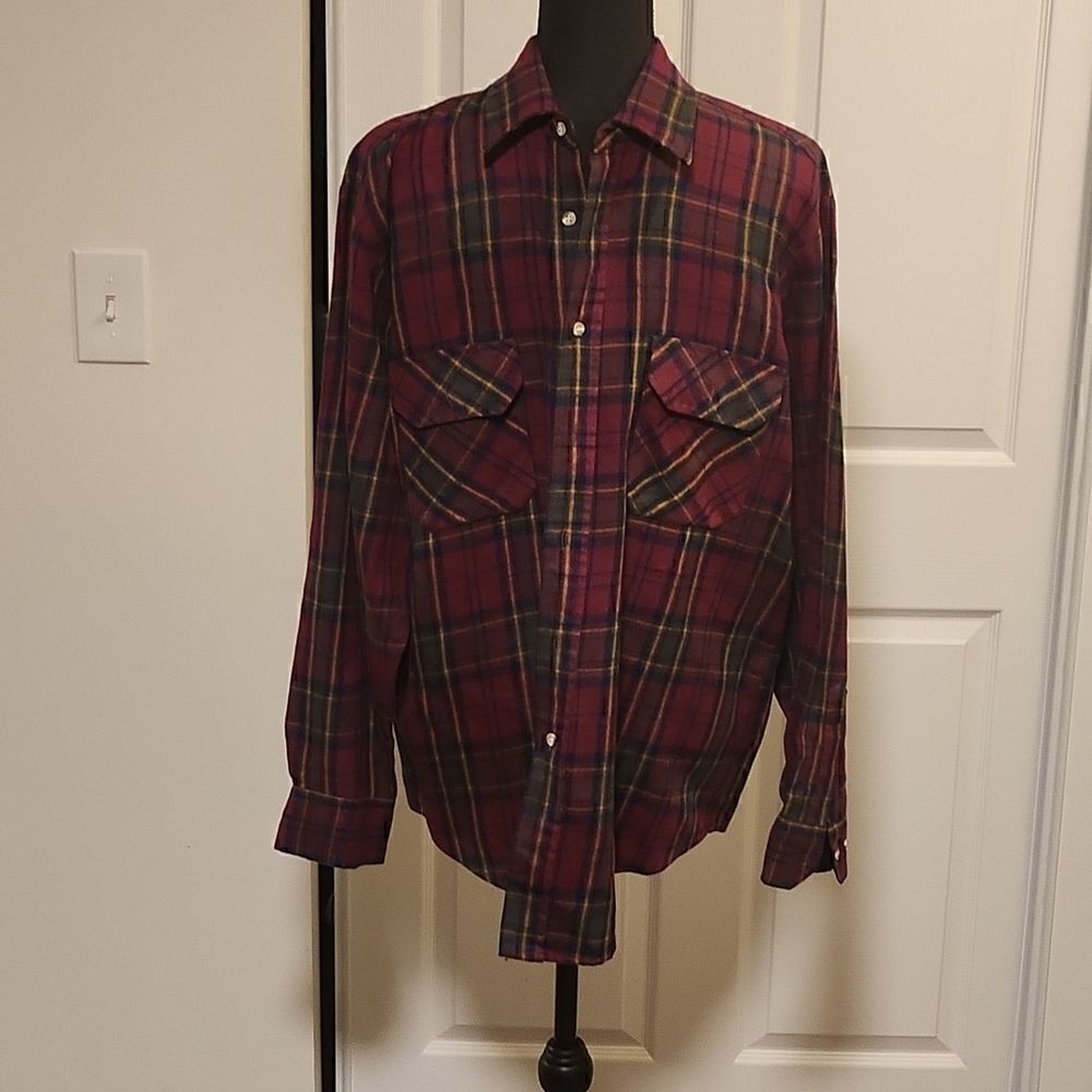 Outdoor Exchange plaid long sleeve button down shirt